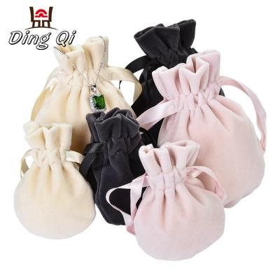 China Fashionable Custom Pink Velvet Drawstring Bag Pouch Jewelry for sale