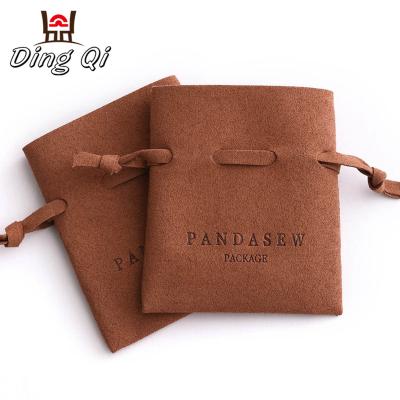 China Fashionable Wholesale Suede Microfiber Drawstring Custom Small Pouch for sale