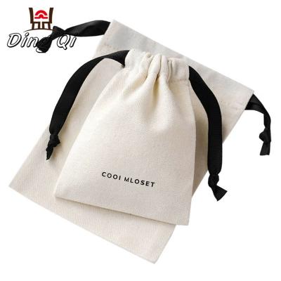 China Custom White Bag Cotton Fashionable Logo Printed Wholesale Drawstring Bag for sale