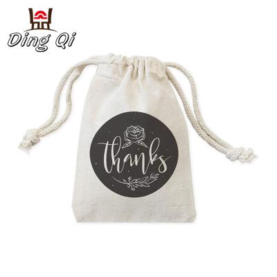 China Small Mini Drawstring Bags Fashionable White Cotton Canvas Bag for sale