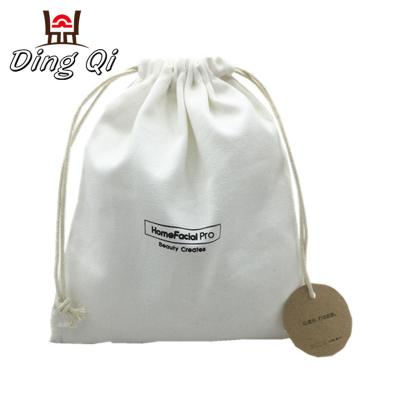 China Fashionable Wholesale Personalized White Canvas Drawstring Bags Small Custom for sale