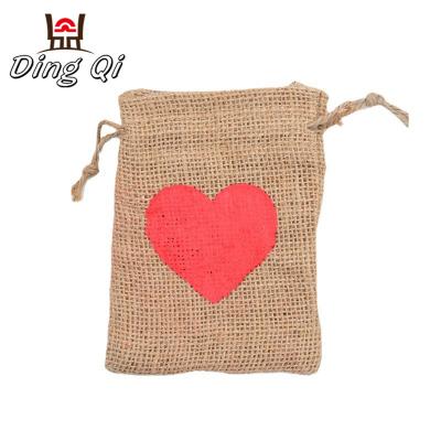 China Fashionable Custom Printed Burlap Sack Small Drawstring Bag With Logo for sale