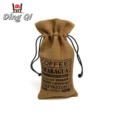 China Fashionable Natural Jute Pouch Reusable Drawstring for Coffee for sale