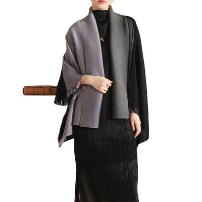 China FXZ Latest Design 2020 Korean Style QUICK DRY Women's Shawl Fashion Tassel Casual Ladies Pleated Plus Size Coats for sale