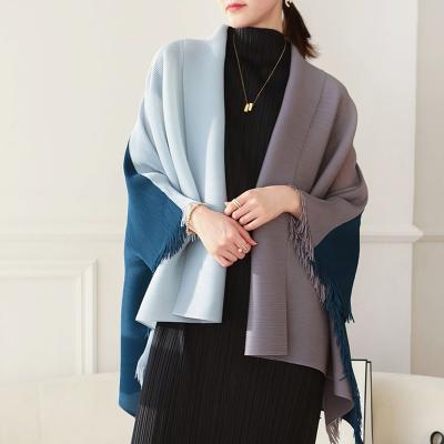 China FXZ 2020 Fashion Japan Style Miyake QUICK DRY Ladies Coat Custom Over Size Loose Women Pleated Shawl for sale