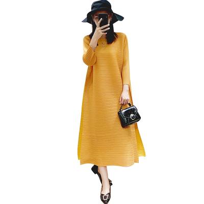 China 2020 Plus Size FXZ Custom Korean Style Ladies Casual Pleated Dress New Arrival Fashion Long Loose Women Pleated Dresses for sale