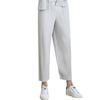 China FXZ Style Anti-Wrinkle Straight Mens Suit Pants Commercial Local Miyake Pleated Man Pants Suit For Young Man Casual Pant Suits for sale