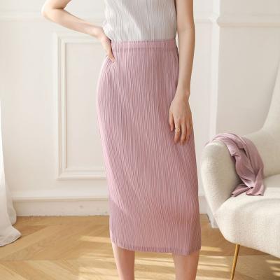 China Custom Size FXZ Plus A Size Ladies Straight High Waist Pleat Skirts 2021 New Style Colors Pleated Skirt Women for sale