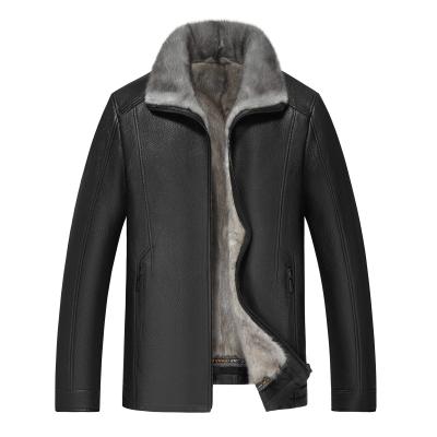 China QUICK DRY Men's Casual Wear 100% Mink Fur Coat Winter Gray Coats For Men Mens Leather Jackets Genuine Leather for sale