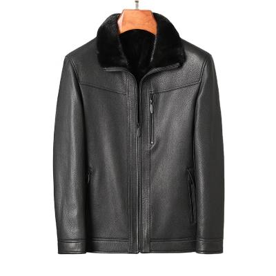 China QUICK DRY Mink Fur Leather Jacket Mens Warm Winter Fur Leather Coat Men Loose Jackets for sale