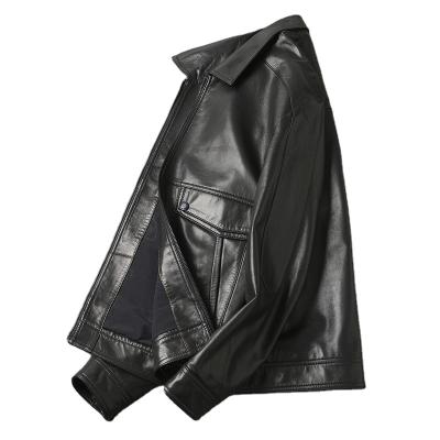 China Waterproof Genuine Leather Jacket Men Autumn Motorcycle Leather Jacket Men Goat Leather Jacket Men Black Casual Jackets for sale