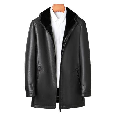 China QUICK DRY fur jacket winter fashion fur jacket men mink coat genuine leather hoodie men long for sale