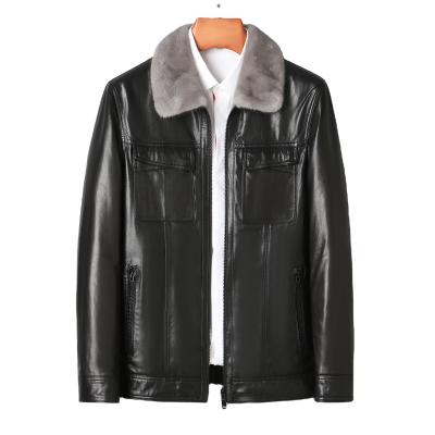 China Genuine Leather Jacket Men QUICK DRY Mink Fur Liner Leather Jackets Real Leather Jacket Men Goat Sheep Mink Fur Coat for sale