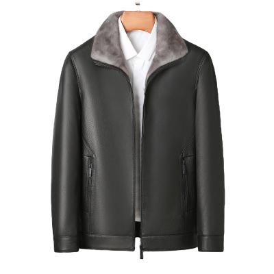 China Newest QUICK DRY Goatskin Sheepskin Pure Leather Jacket With Warm Fur Men Winter Woolen Jacket Lapel Mink Coat for sale