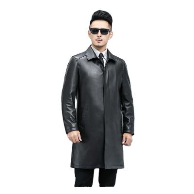 China QUICK DRY trench coat men's mid length sheepskin leather jackets autumn and winter men's leather jacket men's anorak pure coat men for sale