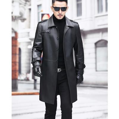 China Waterproof Anorak Jacket for Men's Mid-Length Soft Leather Lapel Men's Sheepskin Jacket Ditch Coat Spring and Autumn Leather Coat for sale