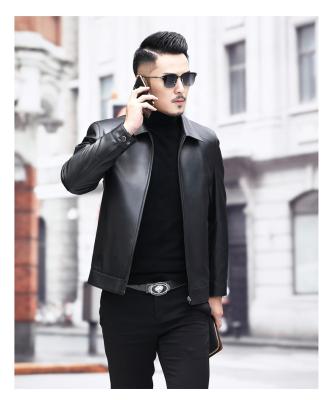 China Viable Men's Sheep Skin Leather Jacket Men's Casual Genuine Leather Jacket Black And Brown Color Leather Fur Jackets for sale