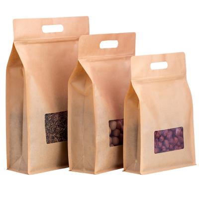 China Recycled Materials 2021 Hot Sale Food Grade Brown Kraft Paper Bags With Handles Packing For Food for sale