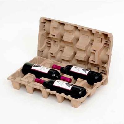 China Biodegradable and Recyclable Molded Wine Packaging Red Wine Shipping Cardboard Paper Pulp Paper Pulp Tray White Wine Trays for sale