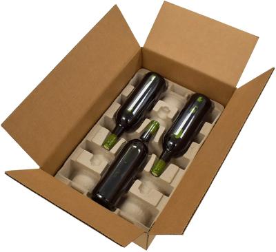 China 6 Bottle Molded Pulp Wine Shipper Complete Heavy Duty Wine Packaging Molded Pulp Products for sale