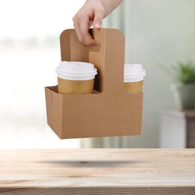 China Biodegradable Beverage Paper Cup Holders Kraft Paper Coffee Beverage Recycled Materials for sale