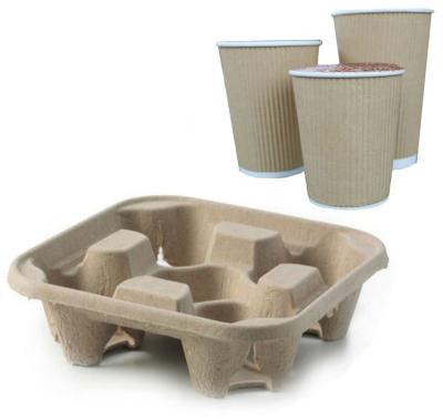 China Recycled Beverage Pulp Molded Protective Packaging Pulp Coffee Tray Coffee Rack OEM Customized Color Eco for sale