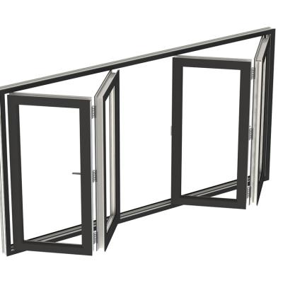 China Cheap Folding Screen Price UPVC Large Handle Lock Folding Window With Double Glazing For House for sale