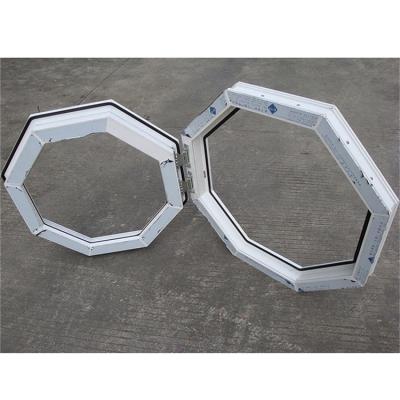 China Hexagonal Folding Opening Screen Polygon Window Curtains UPVC Window With PVC Profile Frame Windows UPVC Hot Selling Windows for sale