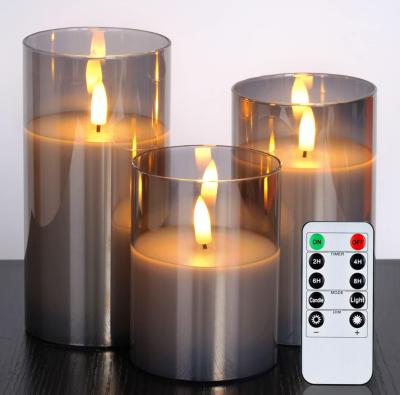 中国 Eco-Friendly LED Battery Operated Remote Control Glass Flameless Electronic Candles Light 販売のため