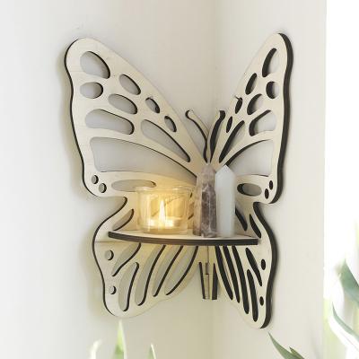 中国 Wooden Butterfly Corner Shelf Creative Shelf Wall Decorations Candle Holders For Home Decor 販売のため