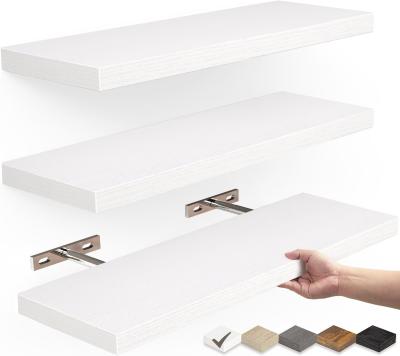 中国 White Wood Wall Mounted Book Shelf Kitchen Floating Shelves Wall Shelf For Home Decorative 販売のため