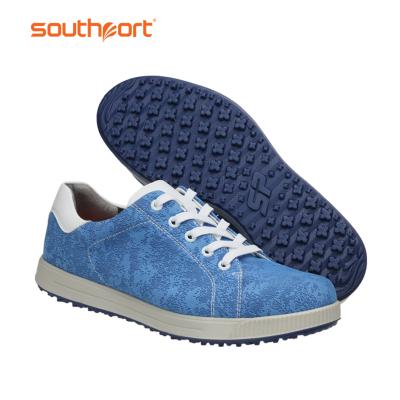 China Play Golf Southport Golf Shoes Blue Colors Jacquard Weave Mens Golf Shoes for sale