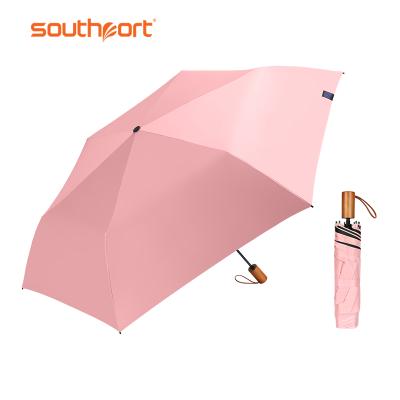 China Wind Resistance Protection Golf Umbrella 3 UV Wood Handle Golf Umbrella for sale