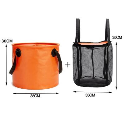 China 500D PVC Tarpaulin Leisure Outdoor Soft Folding Car Wash Bucket Waterproof Fishing Bucket for sale