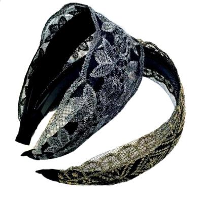 China 2021 Fashionable Korean Jewelry Factory Direct Sales Fabric Lace Headbands 2 Colors Embellished Headbands For Women for sale