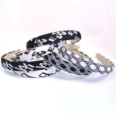 China Hot sale black and white simple fashion trendy jewelry new design printed headbands for women 2021 for sale