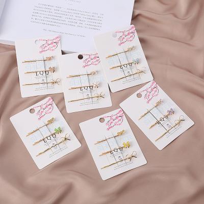 China Supply Trendy Fashion Manufacturers Korean Jewelry Hair Clips Bow Clips Hair Accessories Set Card Three-Piece Setting for sale