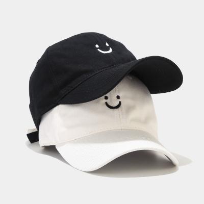 China JOINT Custom Free Shipping Instock Embroidery Logo Dad Smile Face Softball Cap Happy Baseball Hats for sale