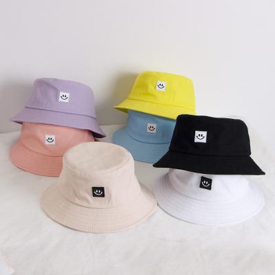 China Free Shipping Wholesale Custom Fisherman Bucket Cap Character Logo Beach Sun Hat Embroidery Smile Face Sun Visor Fisherman Unisex Summer Travel for sale