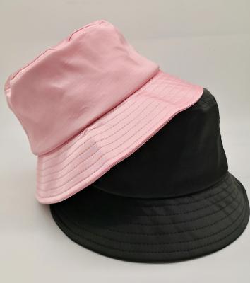 China Fashion OEM hat factory wholesale plain plain white fisherman hat custom made bucket hat silk coating satin striped for sale