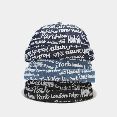 China breathable & Instock waterproof wholesale customize sailor hat rolled up skull cap denim summer dockers brimless sailor hat for sale