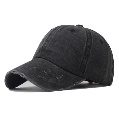 China FREE SHIPPING JOINT gorras-al-por-maire sports golf soft workout distressed black cotton acid wash denim dad hat cap baseball for sale