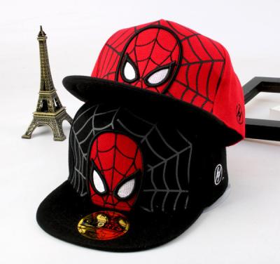 China Free Shipping Instock Embroidery Logo Image Spider-Man Kid Girl Baby Flat Snapback Hat Kids Flat Brim Infant Boys Snap Back Hat for sale