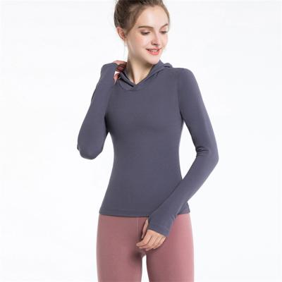 China High Quality Antibacterial Elastic Hooded Breathable Slim Sexy Seamless Fitness Yoga Active Wear For Lady for sale