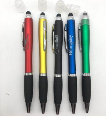 China Office School Gel Ink Parque Low MOQ Creative Multifunctional LED LOGO Light Up Ballpoint Pen 3 in 1 LOGO Plastic Luminous Light Pens with Stylus for Promotion for sale