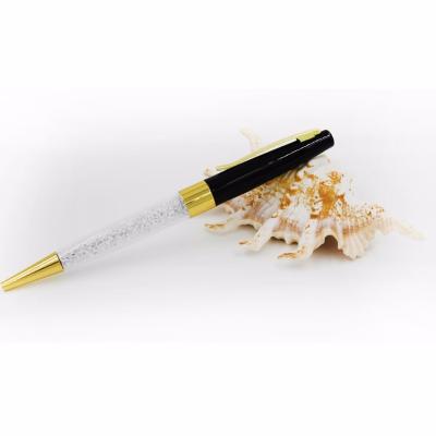 China office & School Pen Gold Crystal Pens Crystal Ballpoint Pen With Clip Fashion Metal Crystal Pen With LOGO Print For Your Gift Promotional Items for sale