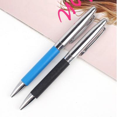 China Promotion Good Price PU Leather Pen With LOGO Customization Metal Painting Material PU Leather Ballpoint Pens for sale