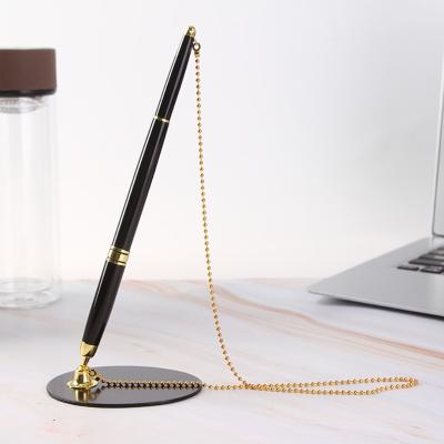 China Pen Factory Supply Promotional Metal Table Luxury Pen With Chain High Quality Counter Pen Hotel Desktop Pen With LOGO Print Bank 31.50inch for sale