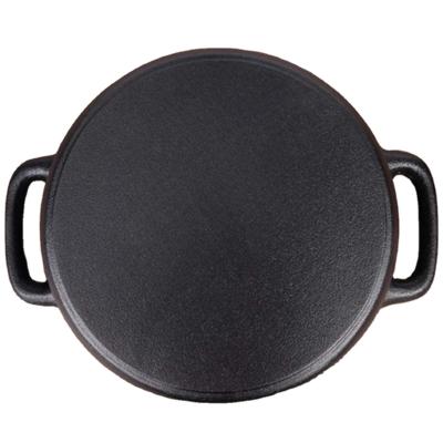 China Sustainable Shabu Shabu Cooker 2 Section Cast Iron Round Hot Pot With Divider And Lid for sale