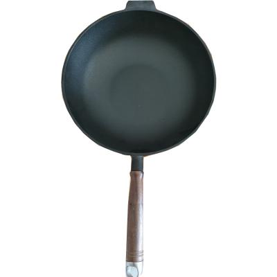 China Durable Cast Iron Non Stick Thick Bottom Wok Kitchen Cooking Chinese Wok for sale